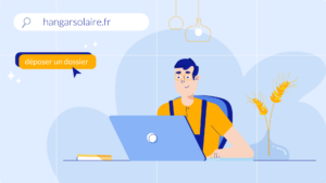 Illustration pour l'animation d'un homme sur son ordinateur.