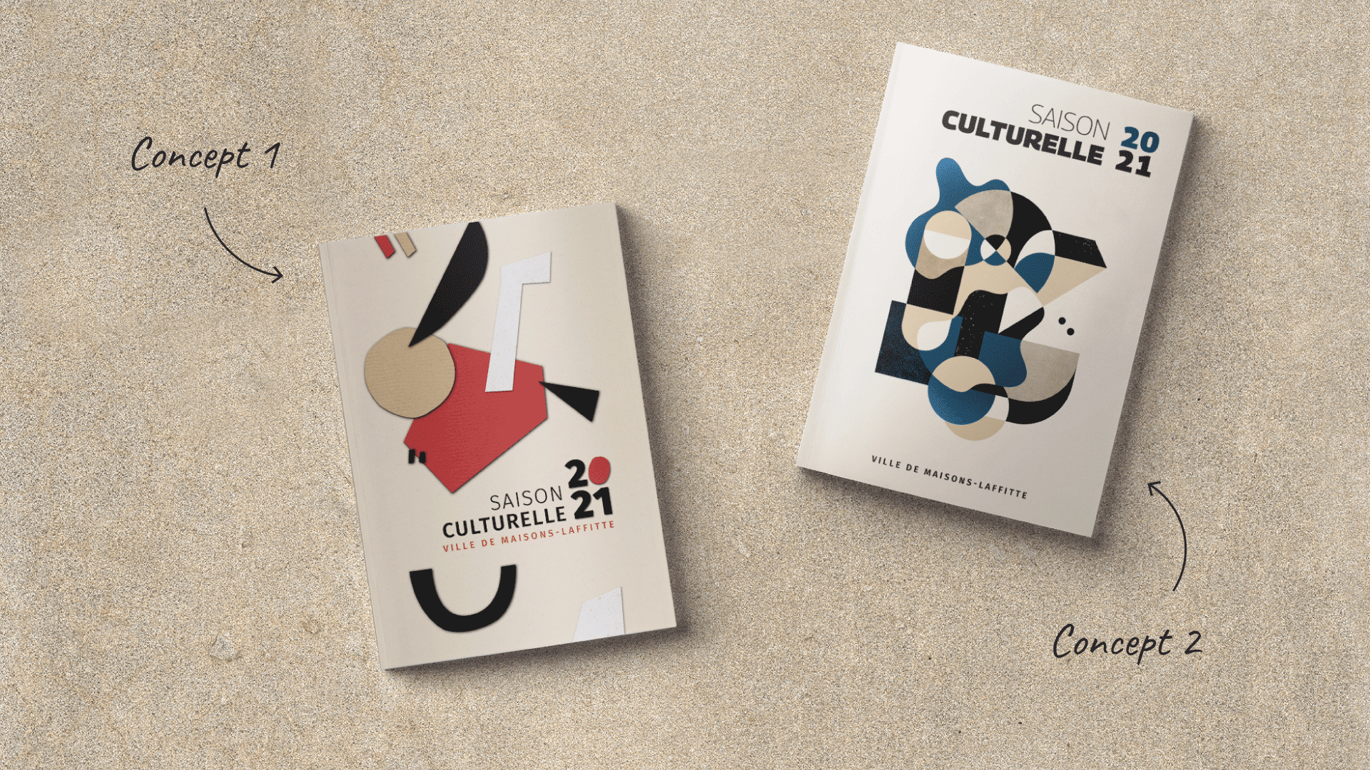 Deux pages de couverture différentes du programme culturel de Maisons-Laffitte